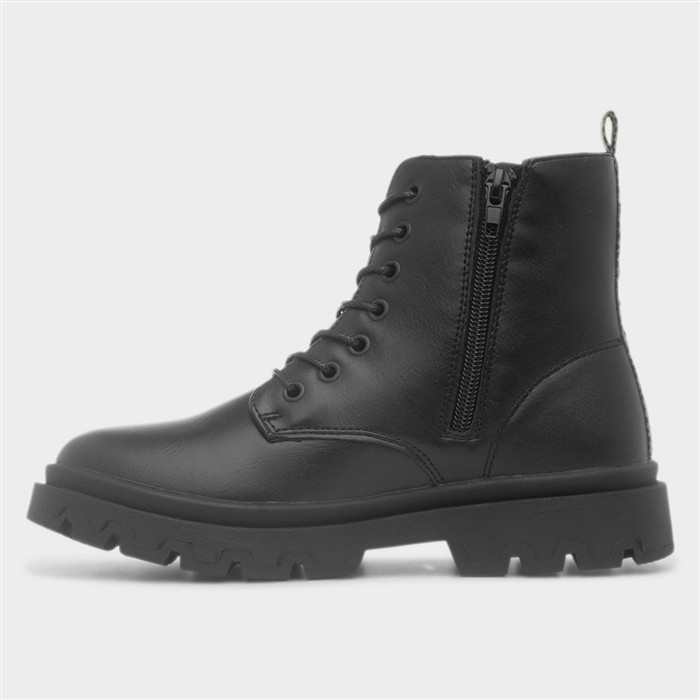Josie Girls Black Lace Up Ankle Boot