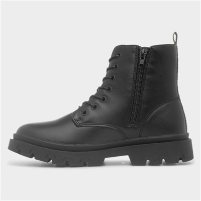 Josie Girls Black Lace Up Ankle Boot
