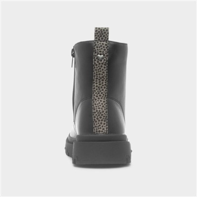 Josie Girls Black Lace Up Ankle Boot