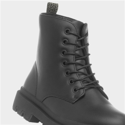 Josie Girls Black Lace Up Ankle Boot