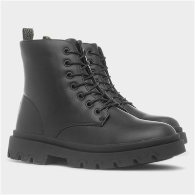 Josie Girls Black Lace Up Ankle Boot