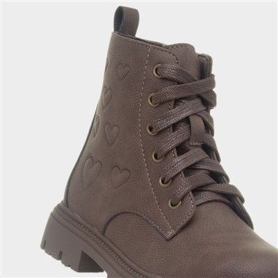 Jacey Girls Brown Lace Up Ankle Boot