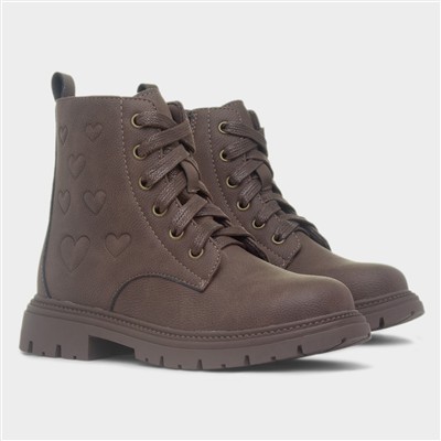 Jacey Girls Brown Lace Up Ankle Boot