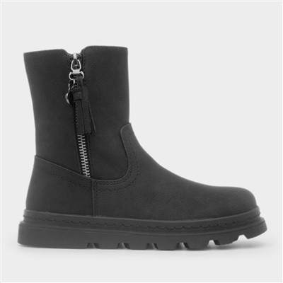 Jazz Girls Black Zip Up Ankle Boot