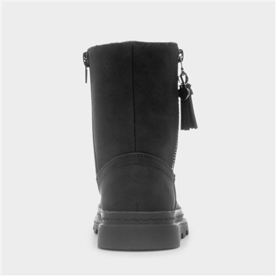 Jazz Girls Black Zip Up Ankle Boot