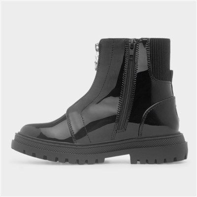 Jane Girls Black Patent Zip Up Boot