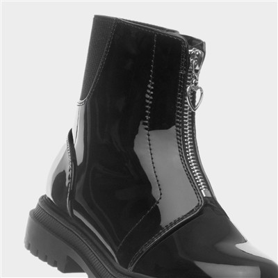 Jane Girls Black Patent Zip Up Boot
