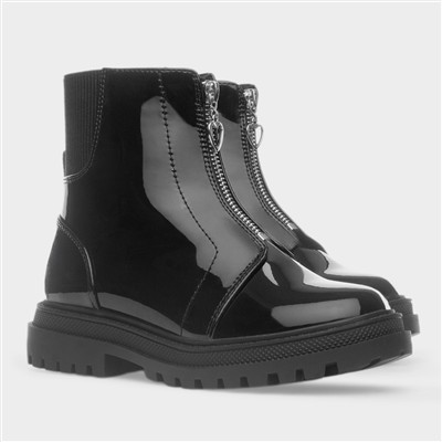 Jane Girls Black Patent Zip Up Boot