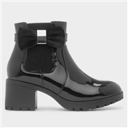 Lilley Girls Black Patent Block Heel Zip Up Boot (Click For Details)