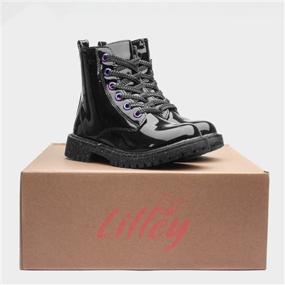 Aimee Girls Black Patent Ankle Boot