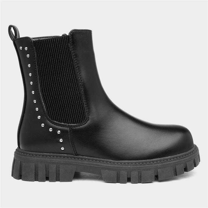 JoJo Girls Black Chunky Chelsea Boot
