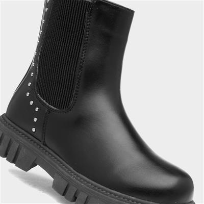 JoJo Girls Black Chunky Chelsea Boot