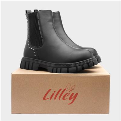 JoJo Girls Black Chunky Chelsea Boot