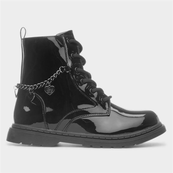 Daisy Girls Black Patent Charm Boot