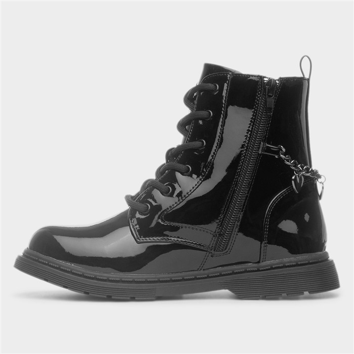 Daisy Girls Black Patent Charm Boot