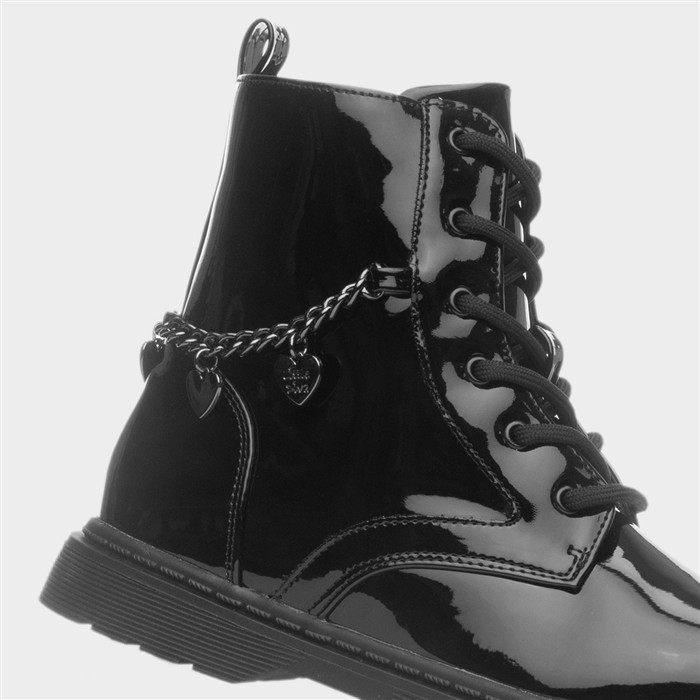Daisy Girls Black Patent Charm Boot