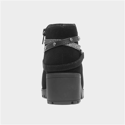 Girls Black Heeled Ankle Boot