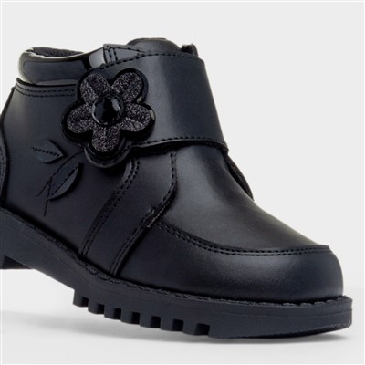 Patsy Girls Black Flower Boot