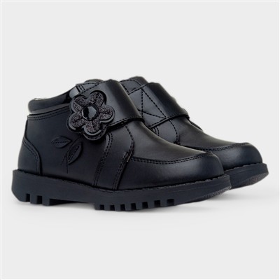 Patsy Girls Black Flower Boot