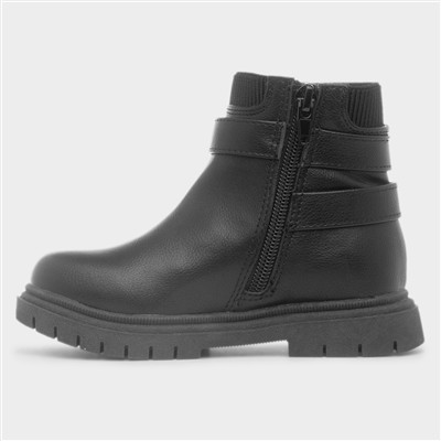 Lois Girls Black Buckle Heart Boot