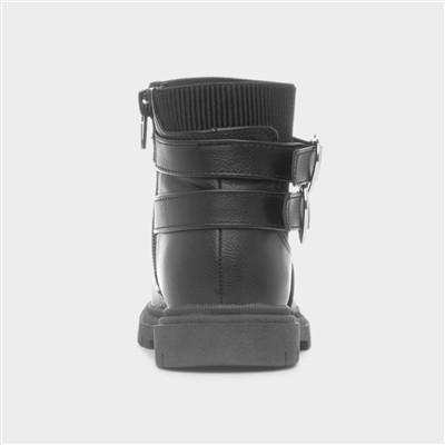 Lois Girls Black Buckle Heart Boot