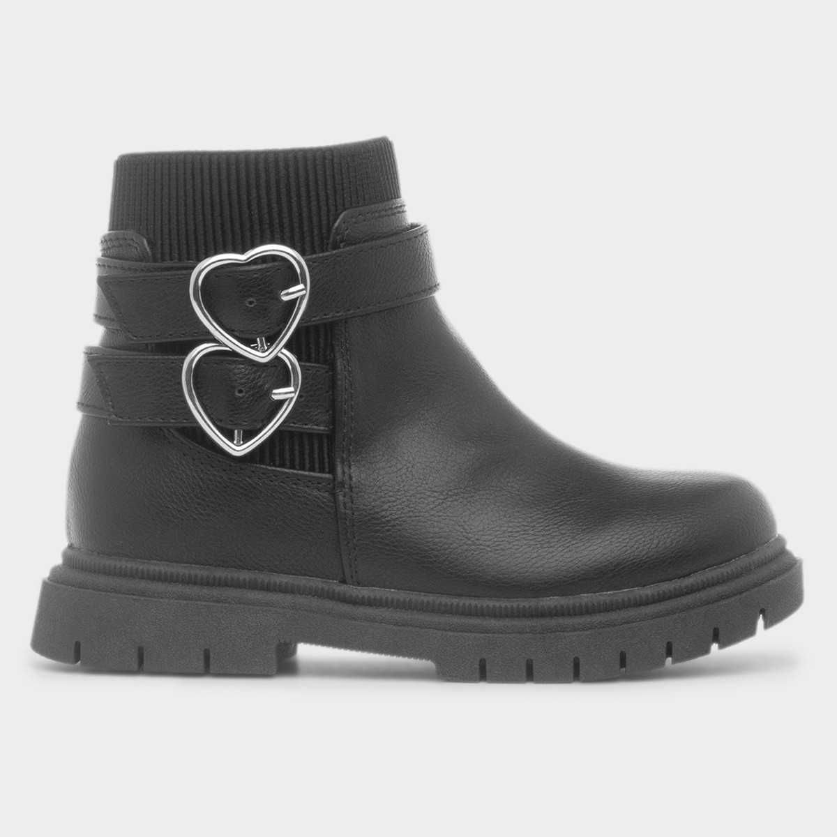 Lois Girls Black Buckle Heart Boot