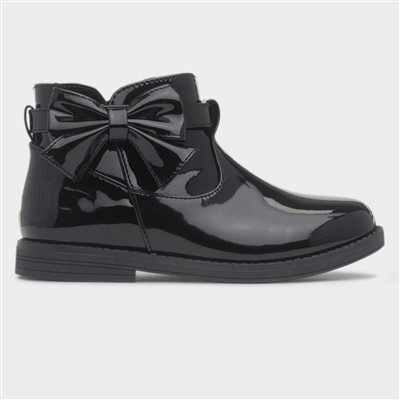 Samantha Girls Black Patent Ankle Boot