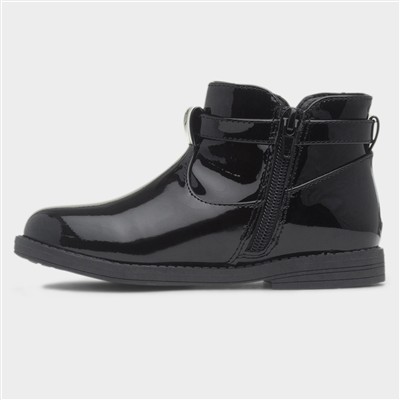 Samantha Girls Black Patent Ankle Boot