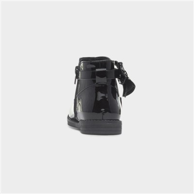 Samantha Girls Black Patent Ankle Boot