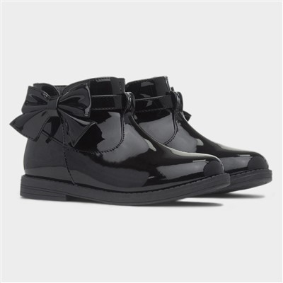 Samantha Girls Black Patent Ankle Boot