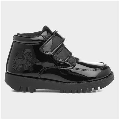 Peia Girls Black Patent Ankle Boot