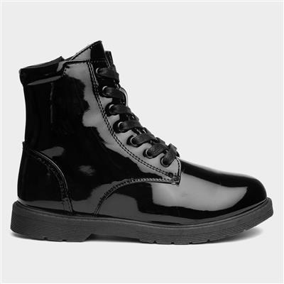 Buckle My Shoe Stevie Kids Black Patent Boot-289064 | Shoe Zone
