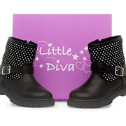 Little Diva Rue Girls Black Zip Up Ankle Boot (Click For Details)