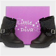 Little Diva Rue Girls Black Zip Up Ankle Boot (Click For Details)