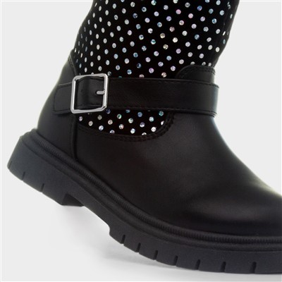 Rue Girls Black Zip Up Ankle Boot