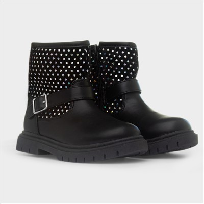 Rue Girls Black Zip Up Ankle Boot