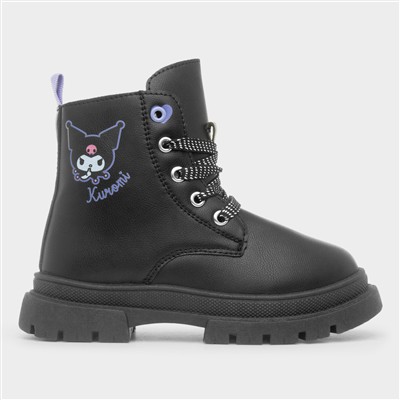 Kids Black Lace Up Ankle Boot