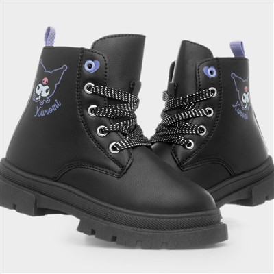 Kids Black Lace Up Ankle Boot