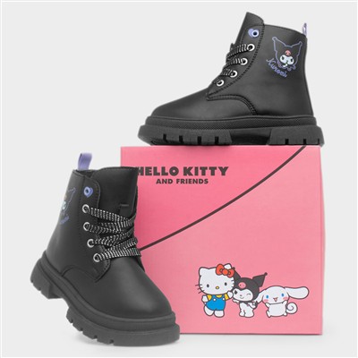 Kids Black Lace Up Ankle Boot