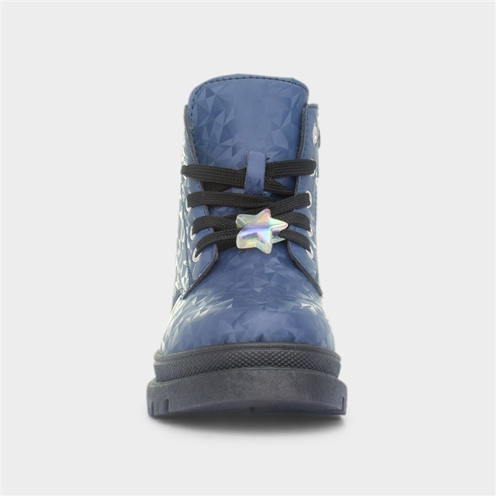 Kids Navy Lace Up Ankle Boot