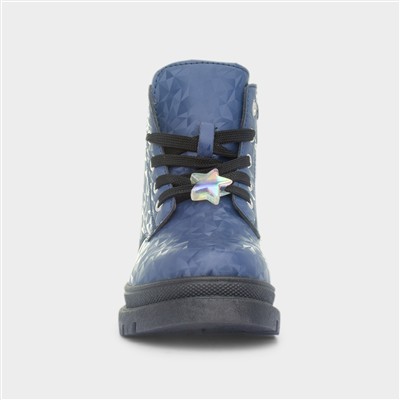 Kids Navy Lace Up Ankle Boot