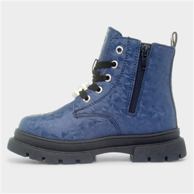 Kids Navy Lace Up Ankle Boot