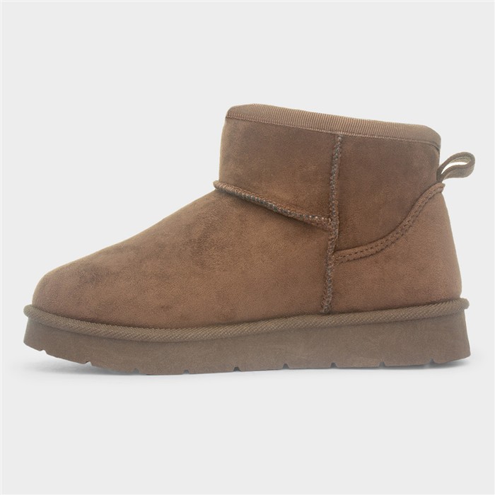 Edie Girls Chocolate Ankle Fluffy Boot