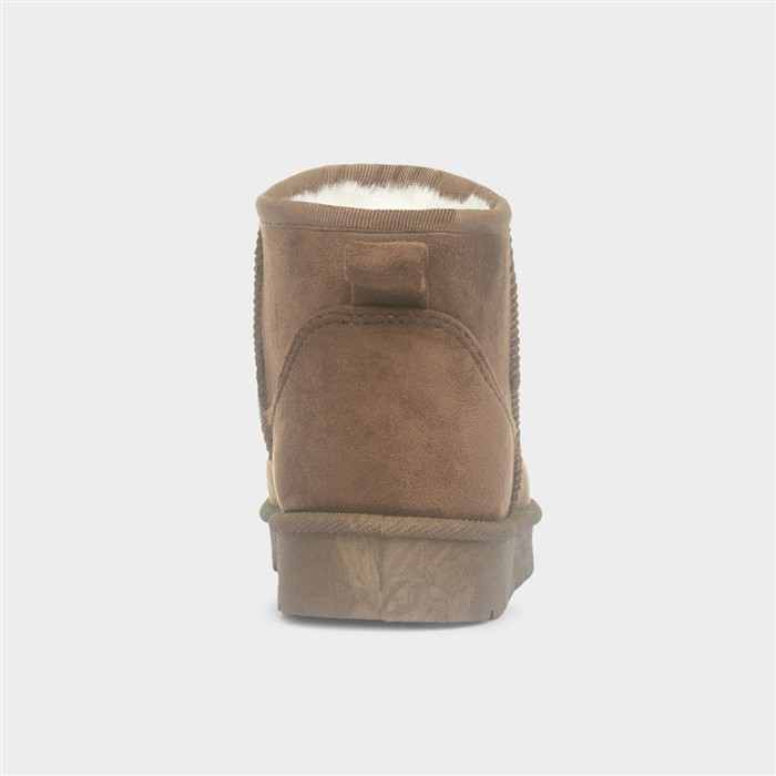 Edie Girls Chocolate Ankle Fluffy Boot
