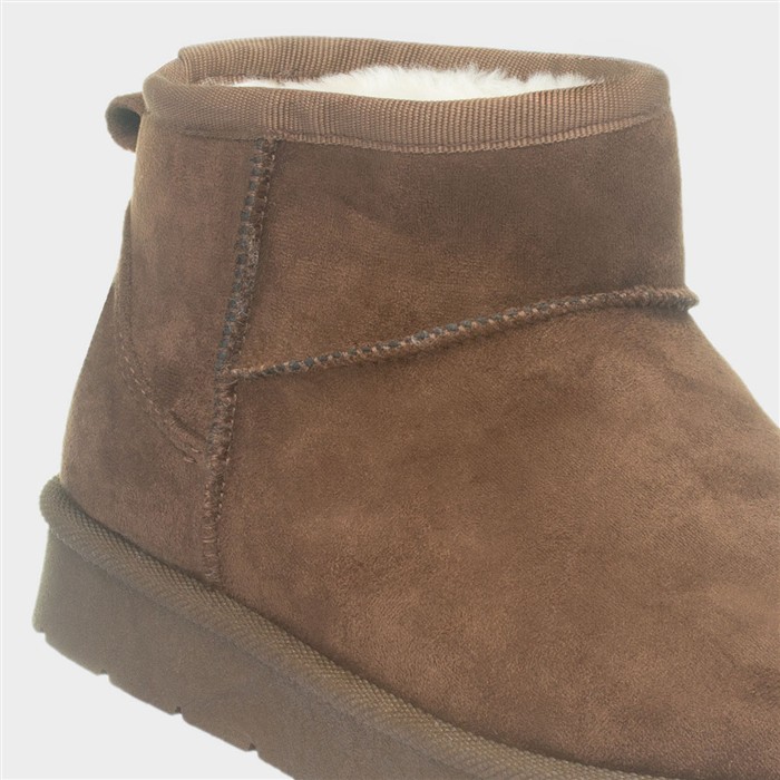 Edie Girls Chocolate Ankle Fluffy Boot