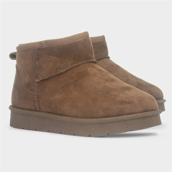 Edie Girls Chocolate Ankle Fluffy Boot