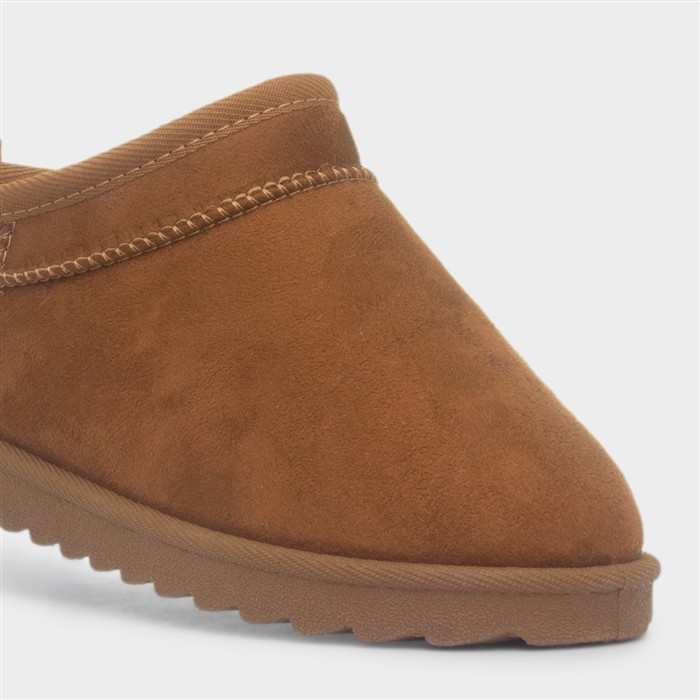 Carly Girls Chestnut Brown Slip On Boots