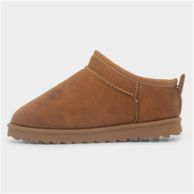 Carly Girls Chestnut Brown Slip On Boots