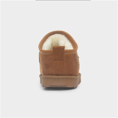 Carly Girls Chestnut Brown Slip On Boots
