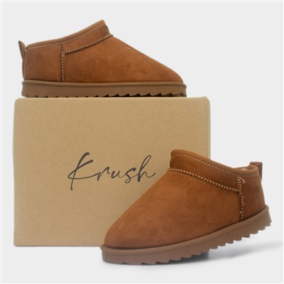Carly Girls Chestnut Brown Slip On Boots